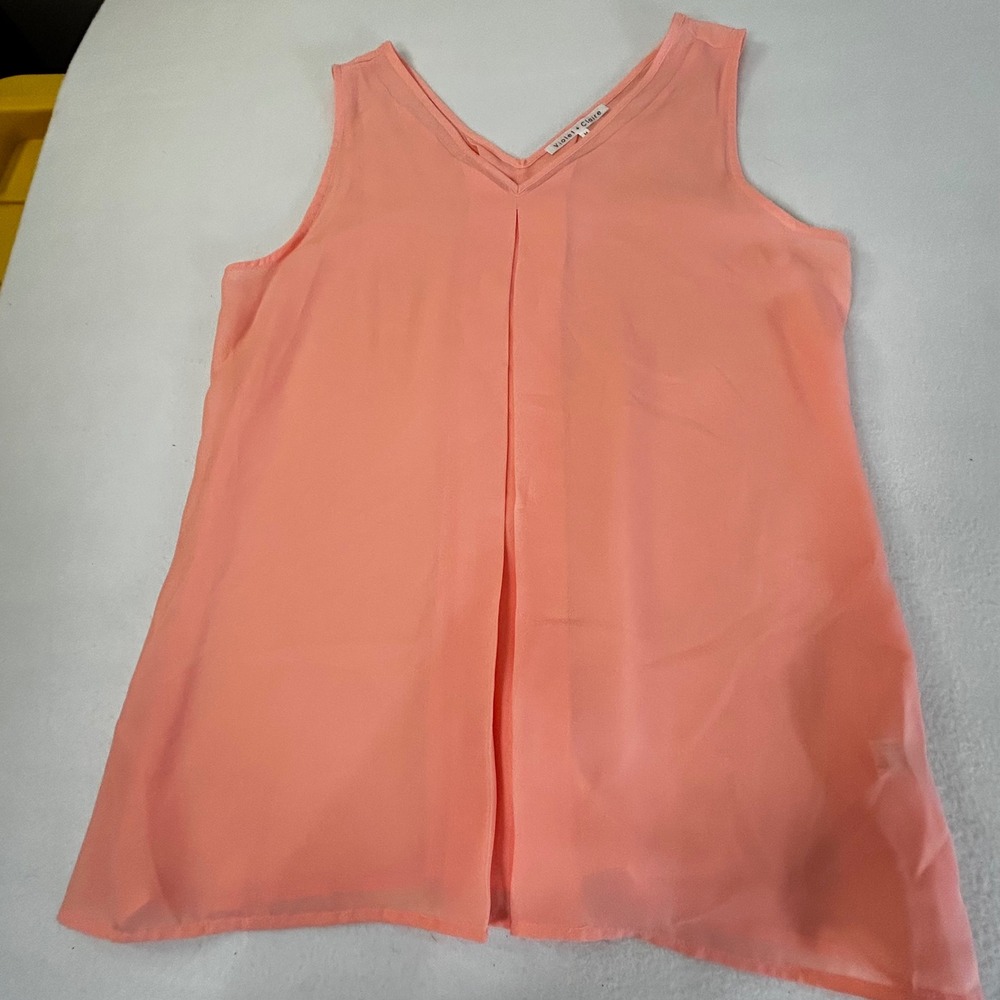 Violet + Claire Peach V Neck Sleeveless Tunic Top Women's Size Medium